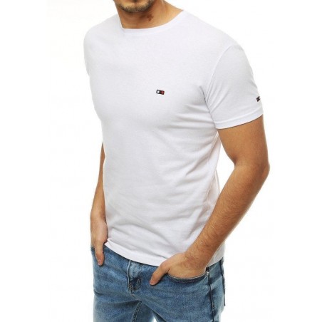 Biele pánske bavlnené tričko bez potlače RX4127
