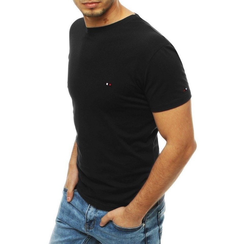 Čierne pánske bavlnené tričko bez potlače RX4134