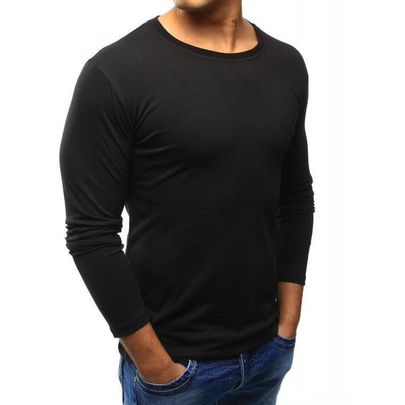 Pánske jednofarebné tričko s dlhým rukávom (lx0417) - čierne