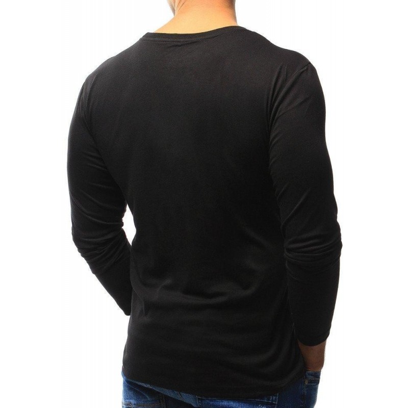 Pánske jednofarebné tričko s dlhým rukávom (lx0417) - čierne