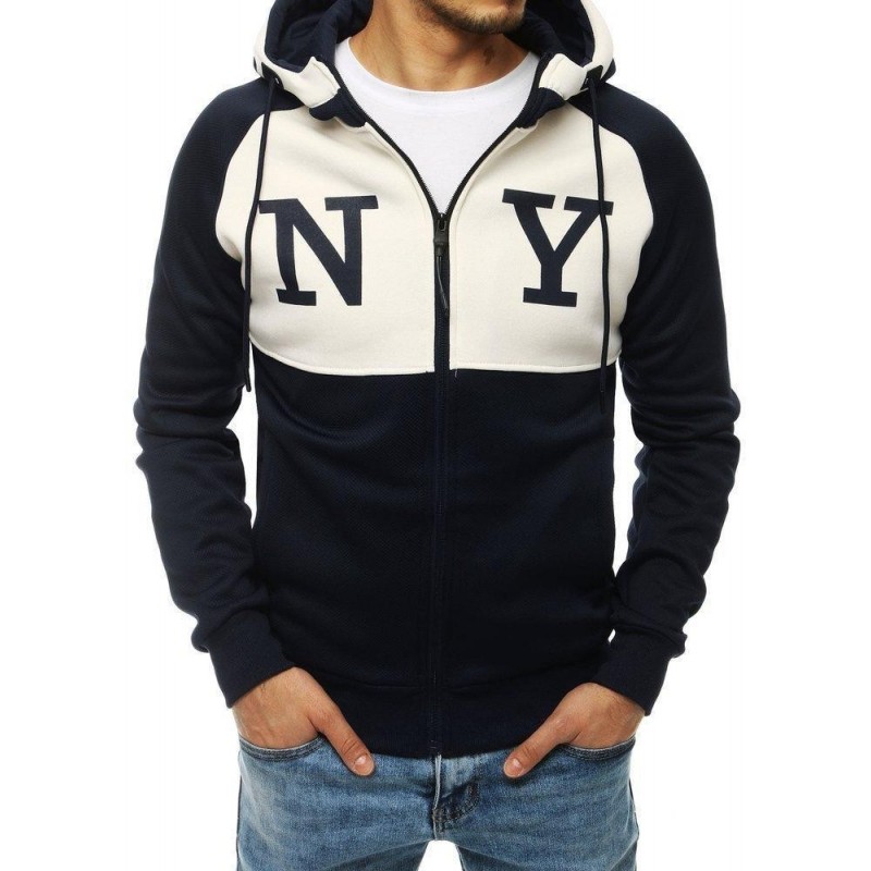 Pánska tmavomodrá mikina s kapucňou BX4516