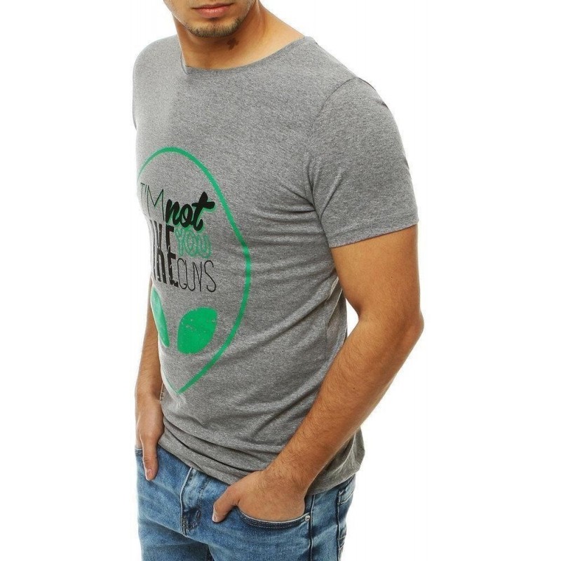 Pánske svetlosivé tričko s potlačou RX4155