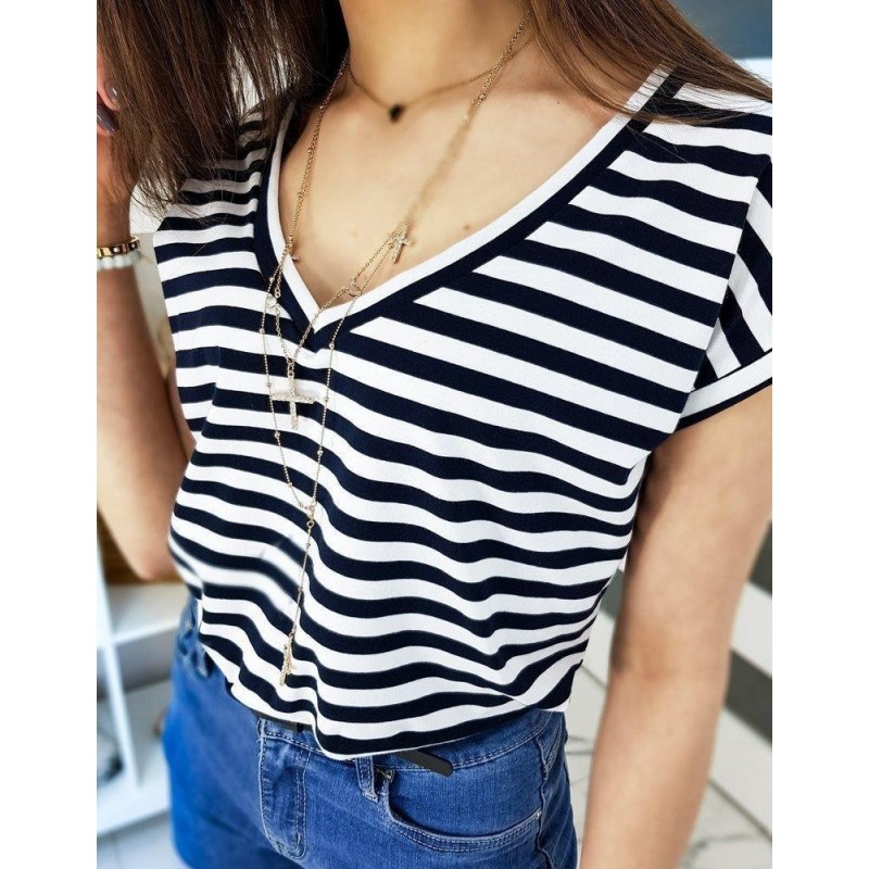 Pruhované dámske tričko MARINE II RY1353 - tmavomodré