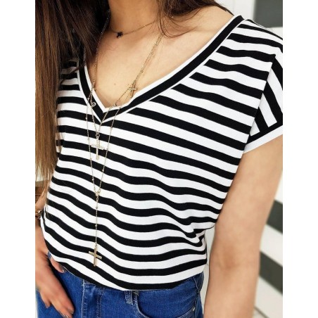 Pruhované dámske tričko MARINE II RY1355 - čierne
