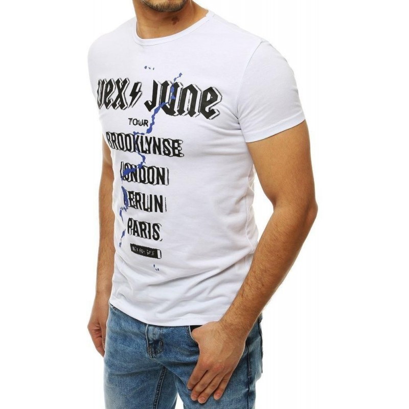 Biele tričko s potlačou pre pánov RX4001