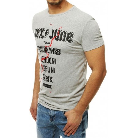 Sivé tričko s potlačou pre pánov RX4002