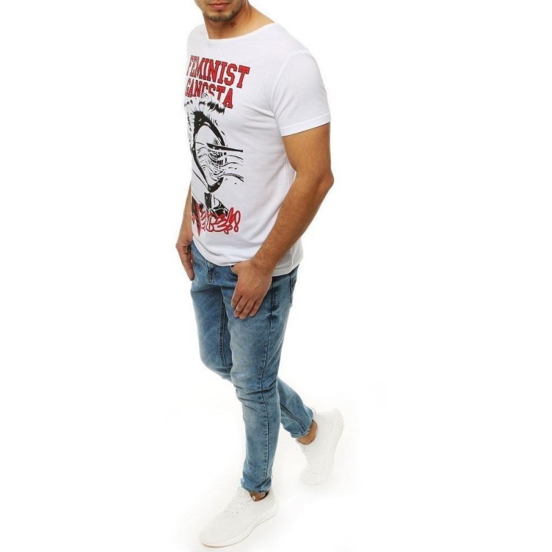 Pánske biele tričko s potlačou RX4004