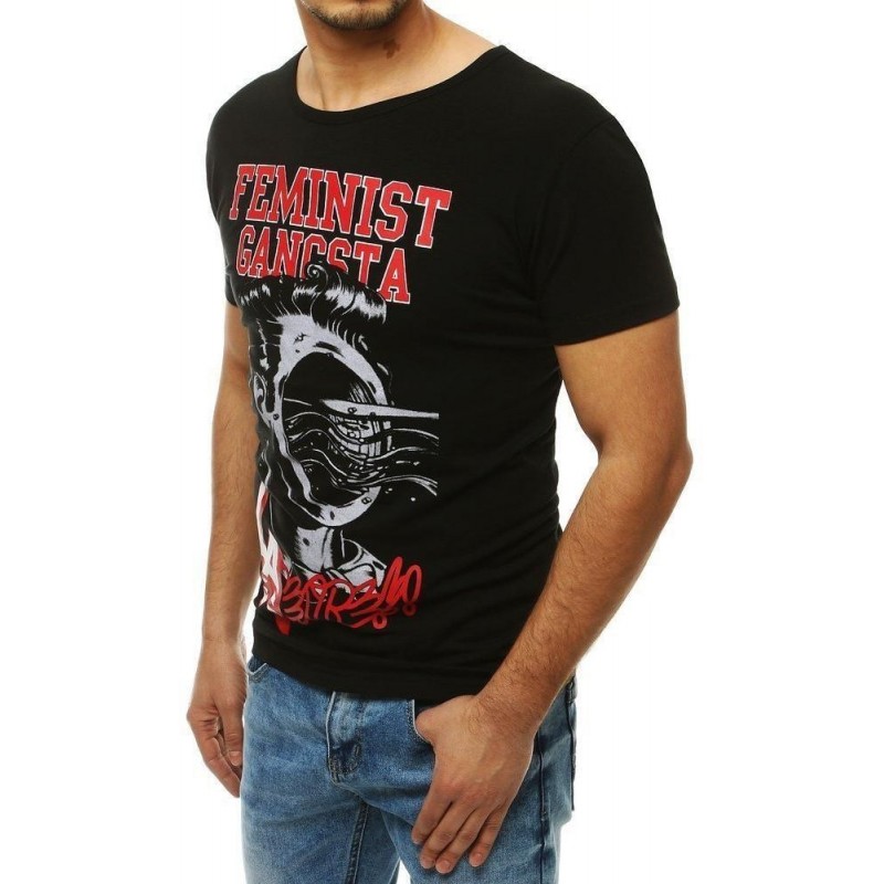 Pánske čierne tričko s potlačou RX4005