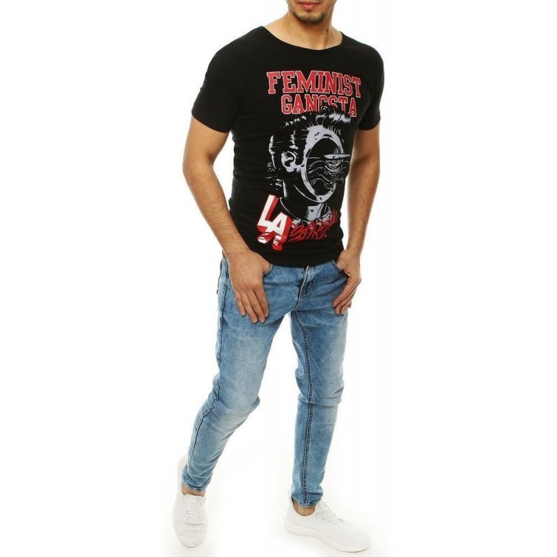 Pánske čierne tričko s potlačou RX4005