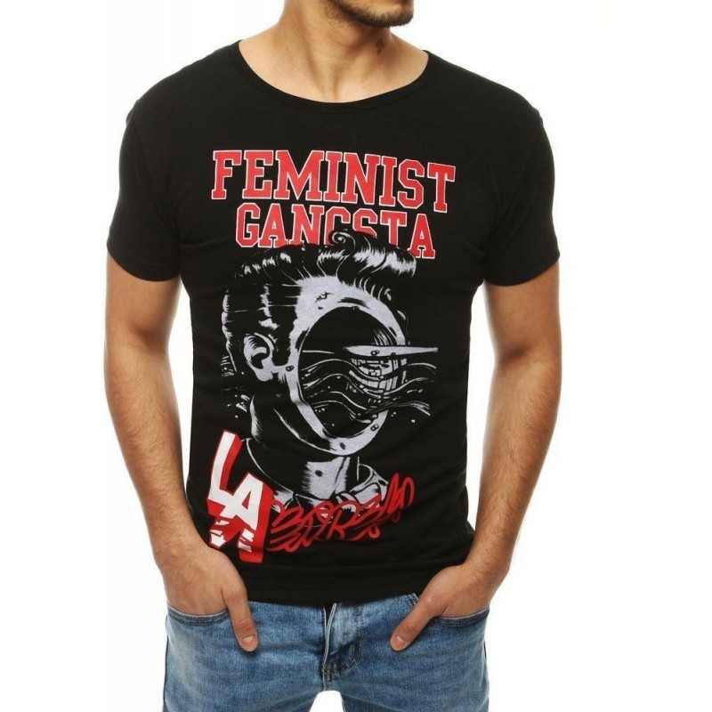 Pánske čierne tričko s potlačou RX4005