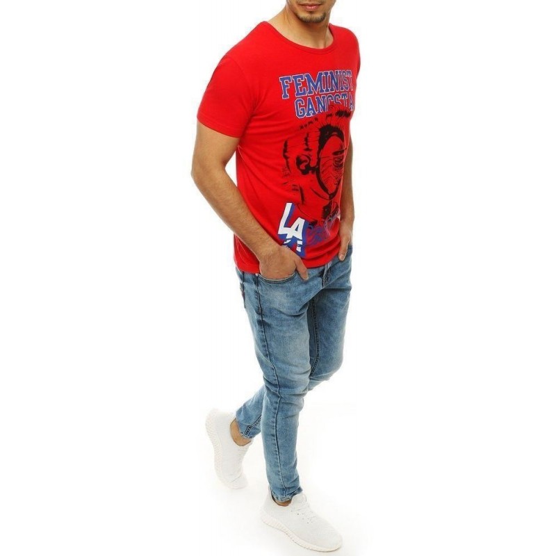 Pánske červené tričko s potlačou RX4006