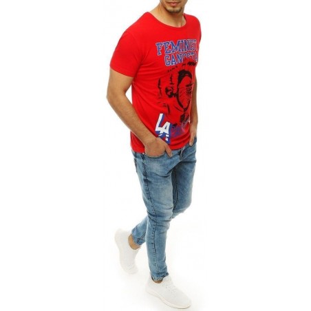 Pánske červené tričko s potlačou RX4006