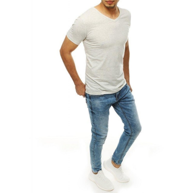 Svetlosivé pánske tričko bez potlače RX4118