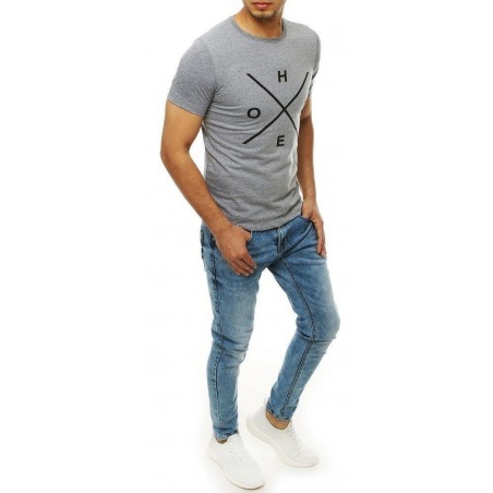 Svetlosivé pánske tričko s potlačou RX4145