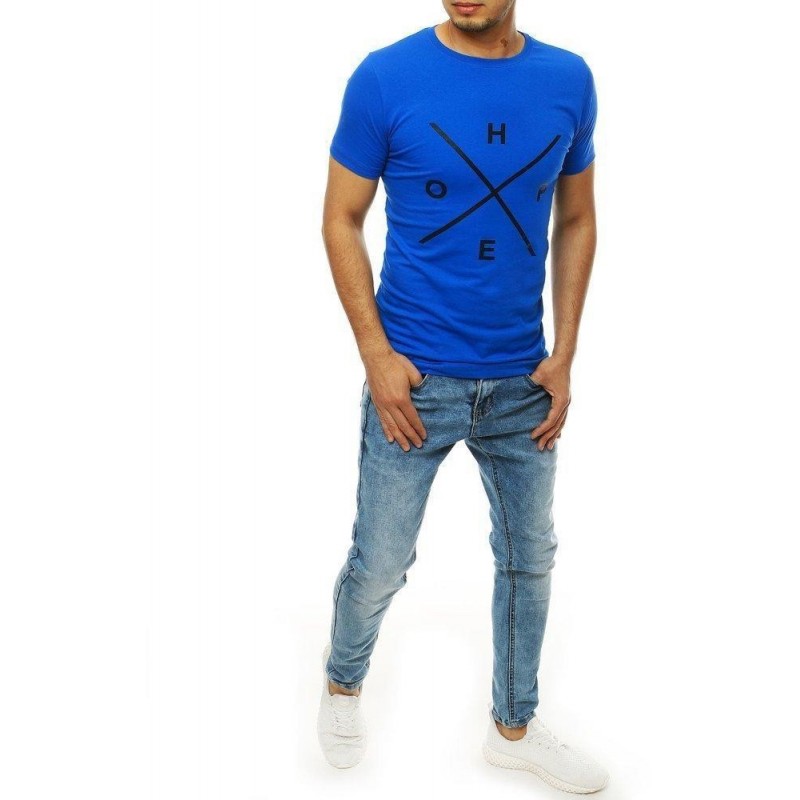 Modré pánske tričko s potlačou RX4146
