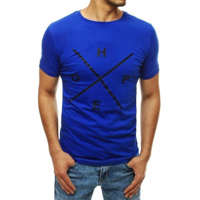 Tmavomodré pánske tričko s potlačou RX4147