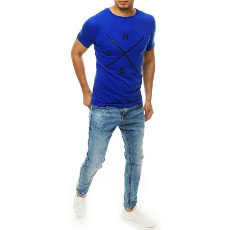 Tmavomodré pánske tričko s potlačou RX4147