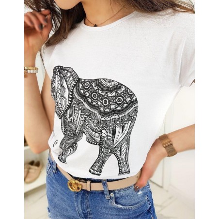 Dámske biele tričko s potlačou ELEPHANT RY1323