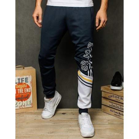 Pánske tmavomodré tepláky typu jogger UX2528
