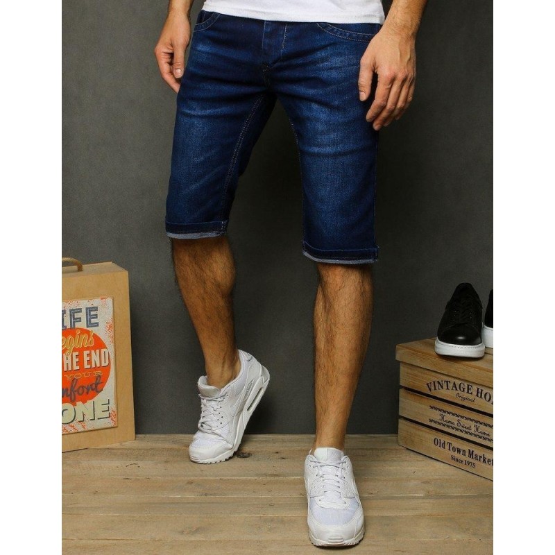 Tmavomodré pánske džínsové kraťasy SX1223