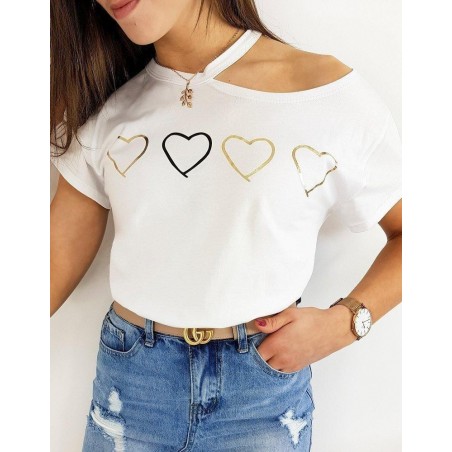 Dámske biele tričko s potlačou FOURLOVE RY1406