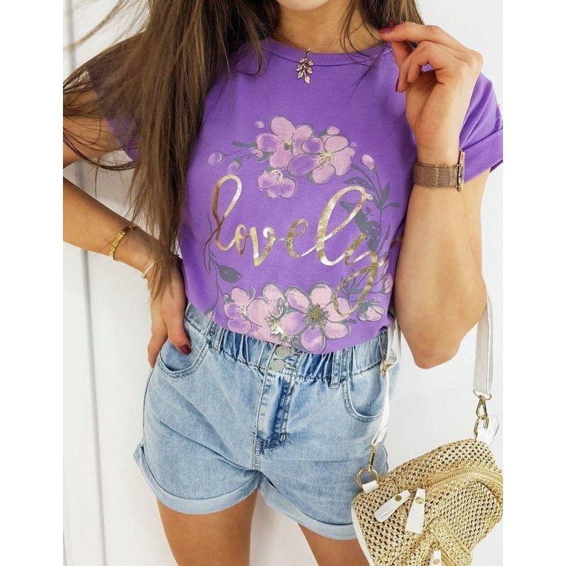 Dámske tričko s potlačou LOVELY MORE RY1407 - fialové