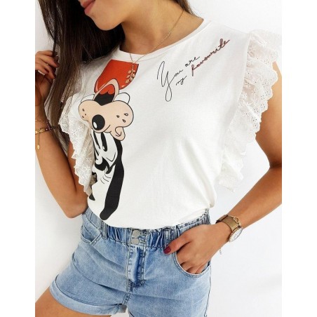 Dámske tričko GOOFY FAVORITE RY1420 - ecru