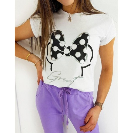 Dámske biele tričko s potlačou MINIE GREAT RY1423