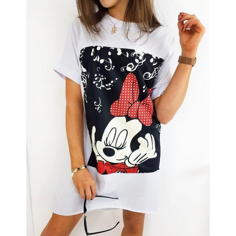 Biele dámske šaty s potlačou MUSIC MINIE EY1243