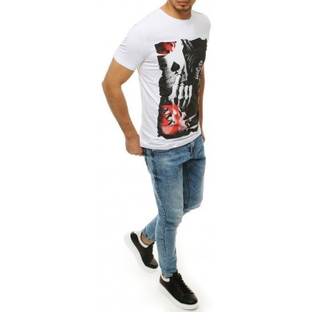Pánske biele tričko s potlačou RX4201