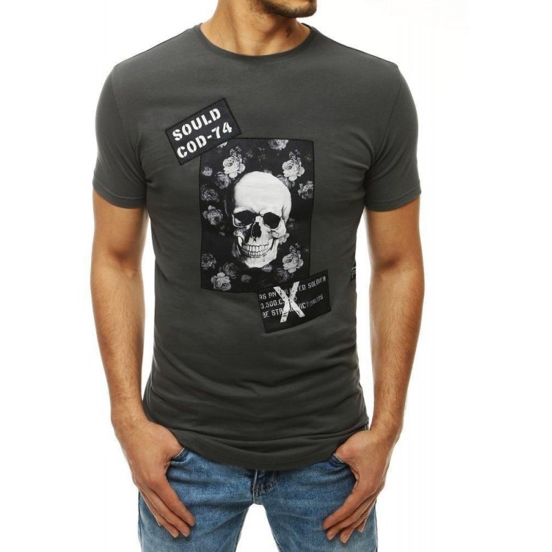 Grafitové pánske tričko s potlačou RX4205