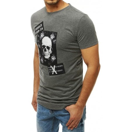 Antracitové pánske tričko s potlačou RX4206