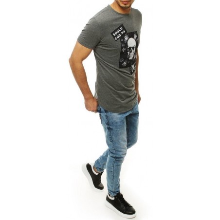 Antracitové pánske tričko s potlačou RX4206