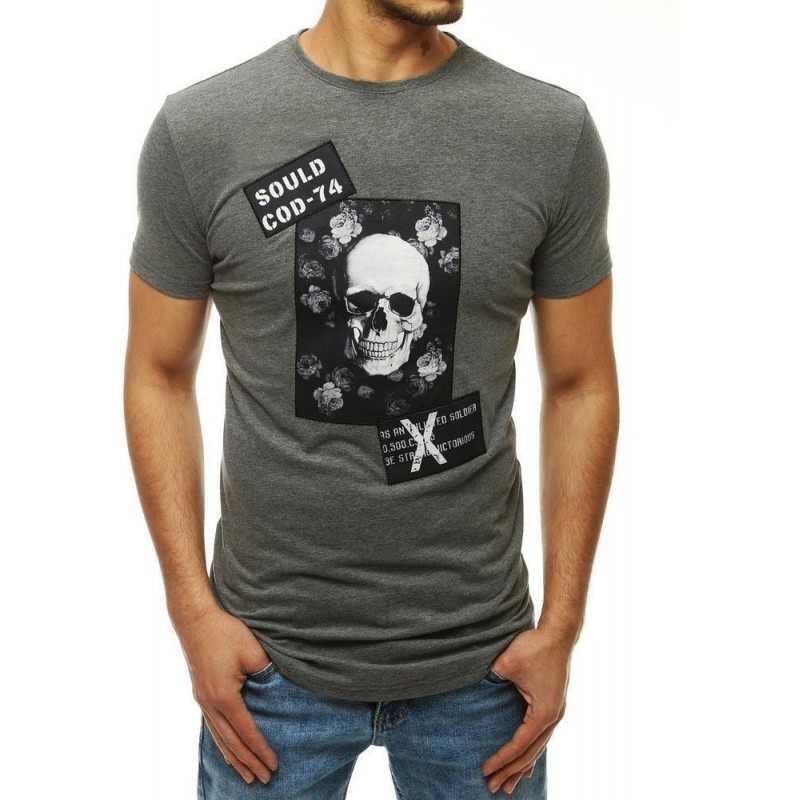 Antracitové pánske tričko s potlačou RX4206