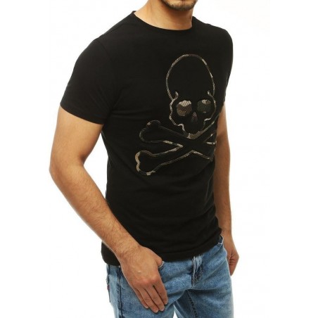 Pánske tričko s potlačou lebky RX4208 - čierne