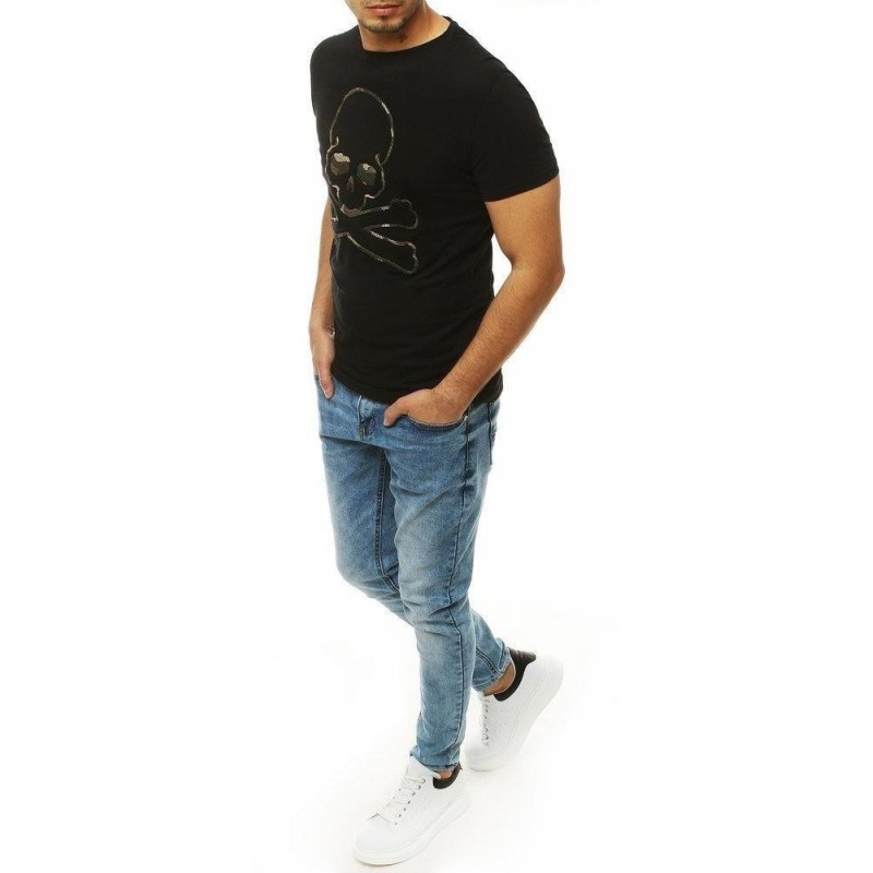 Pánske tričko s potlačou lebky RX4208 - čierne