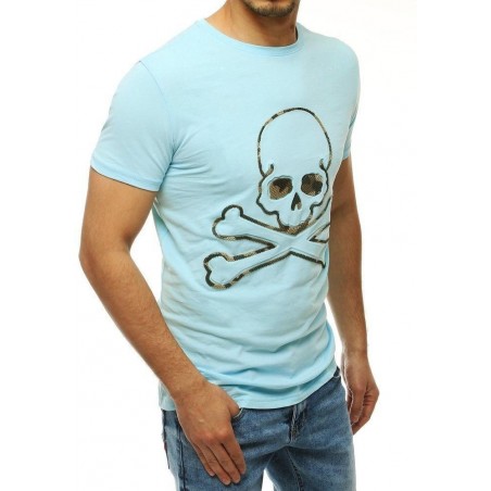 Pánske tričko s potlačou lebky RX4209 - svetlomodré