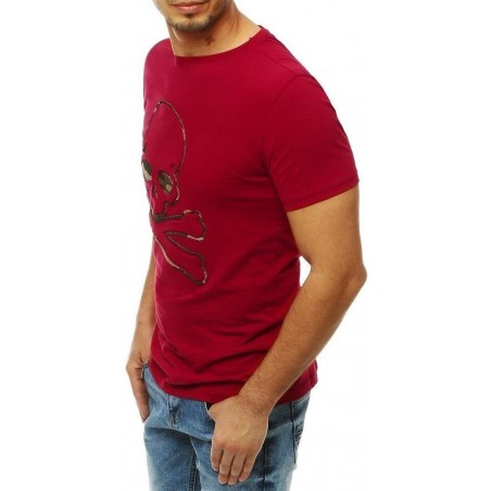 Pánske tričko s potlačou lebky RX4210 - bordové