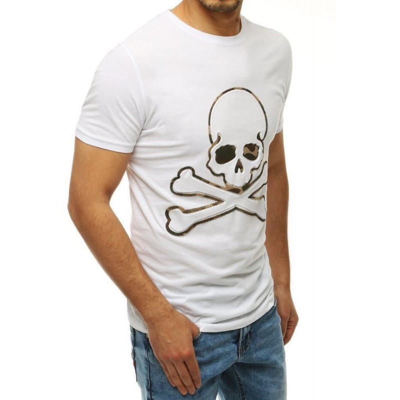 Pánske tričko s potlačou lebky RX4211 - biele