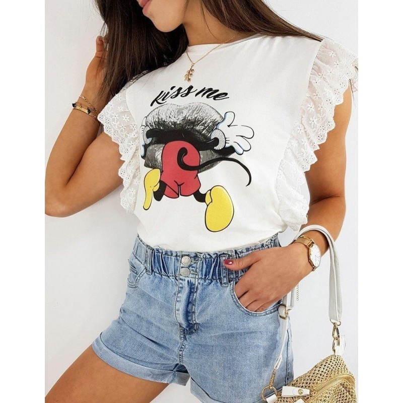 Dámske tričko MICKY KISS ME RY1418 - ecru
