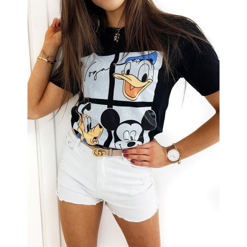 Dámske čierne tričko MICKY FRIENDS RY1438