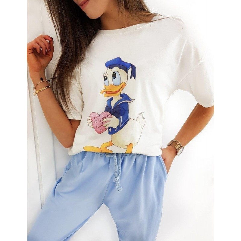 Dámske ecru tričko DONALD LOVE RY1444