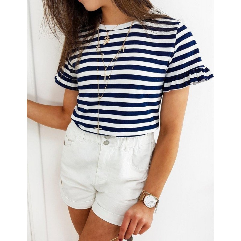 Dámske pruhované tričko MODERA RY1449 - tmavomodré