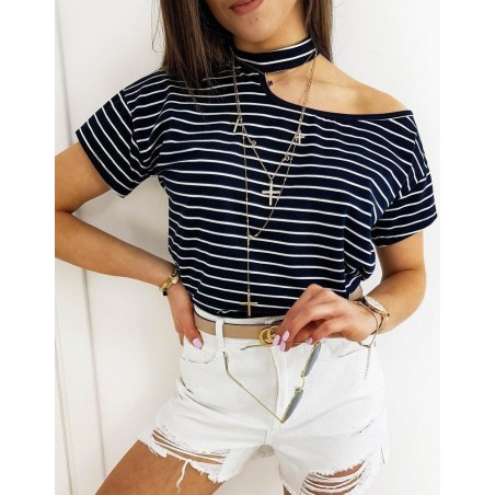 Pruhované dámske tričko COLINS MARINE RY1501 - tmavomodré