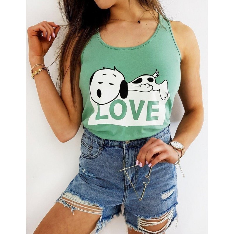 Zelené dámske tričko SNOOPY LOVE RY1505