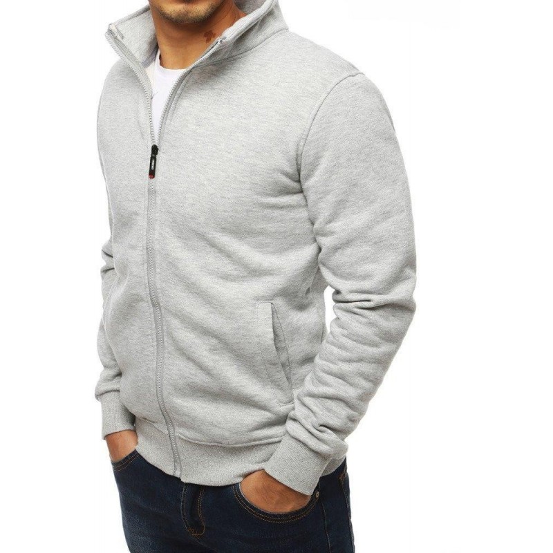 Sivá mikina pre pánov bez kapucne BX4109