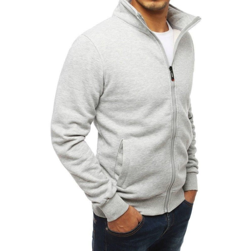 Sivá mikina pre pánov bez kapucne BX4109