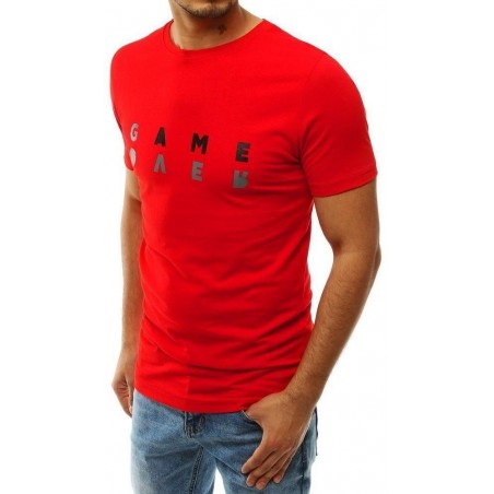 Červené pánske tričko s potlačou RX4225
