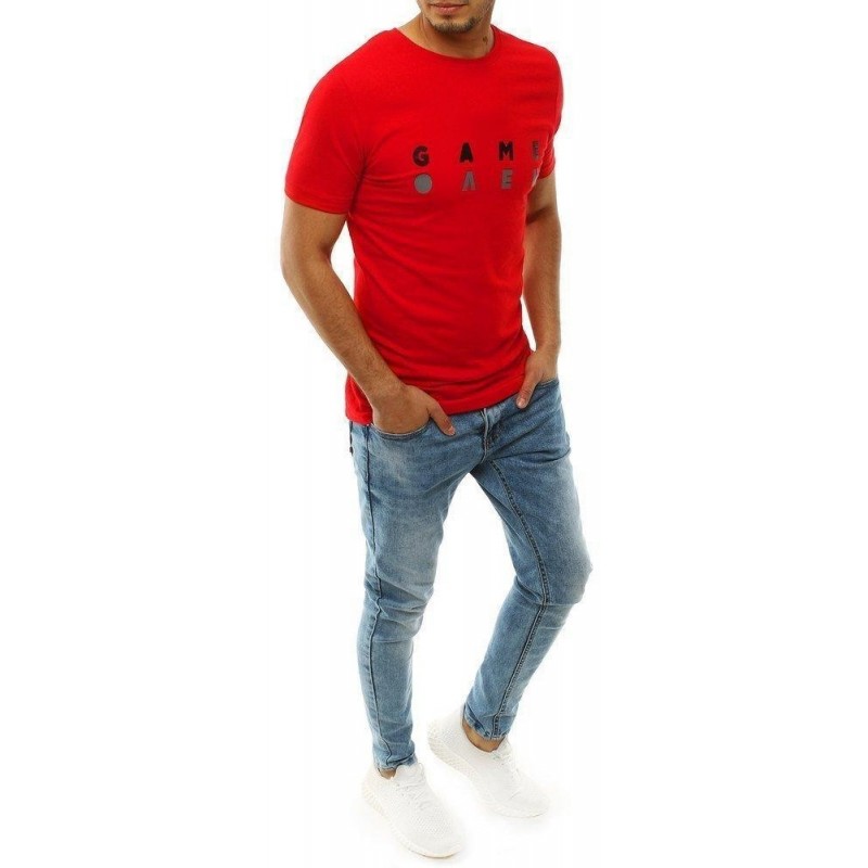 Červené pánske tričko s potlačou RX4225