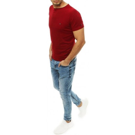 Bavlnené pánske tričko bez potlače RX4242 - červené